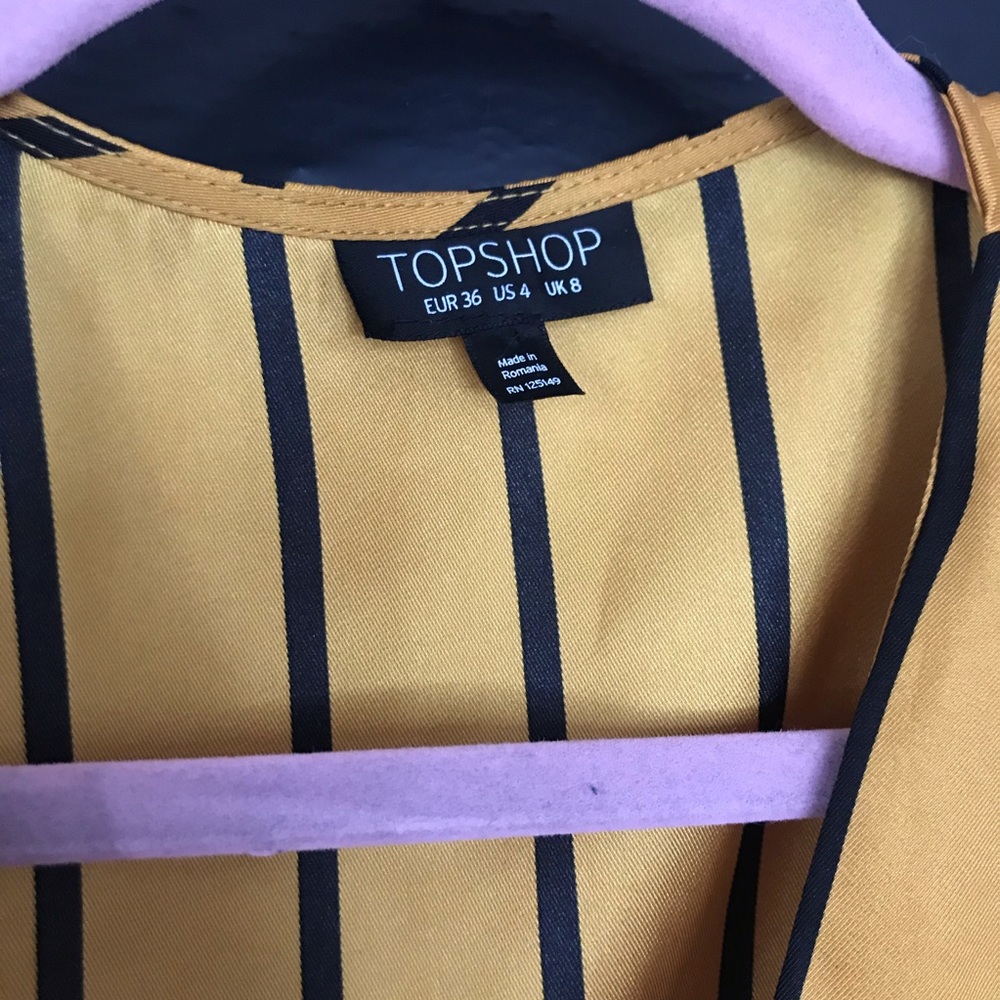 Topshop Silky Yellow/Black PJ Blouse 4 - Picture 2 of 2